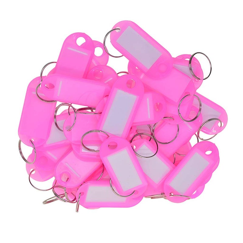 FRECI 50pcs Key Tag with Labels Plastic Key Tags Key Labels Tags with Key Rings as Key Fobs Luggage Pet Name Memory Stick Tags - Pink - Image 4
